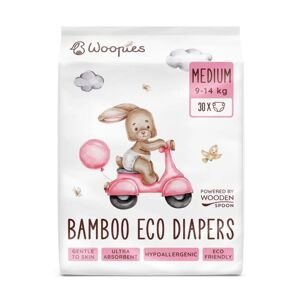 Detské bambusové EKO plienky Woopies MEDIUM (9 - 14 kg), 30 ks